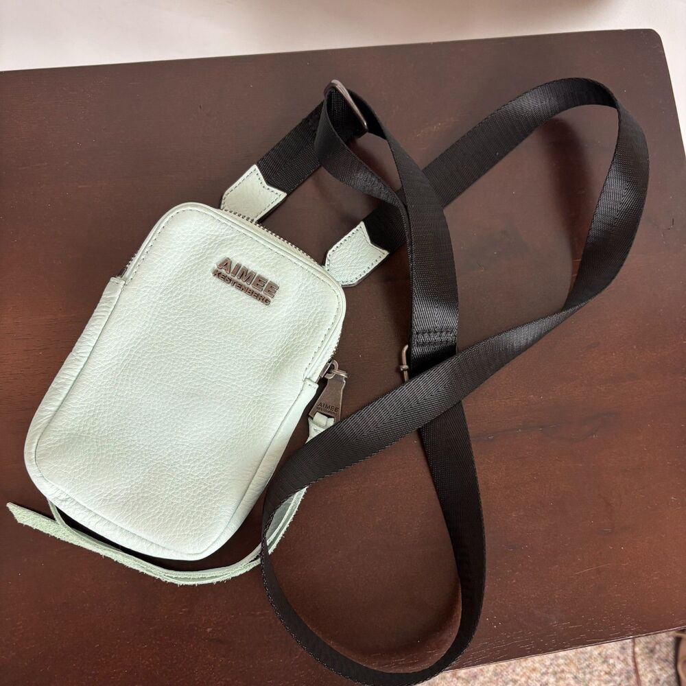 Aimee Kestenberg Chelsea Green Mint Pebbled Leather Pocket Crossbody Purse